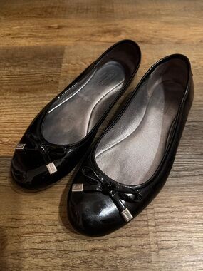 Coach Black Patent Leather Bow Ballet Flats